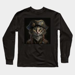 Pirate Cat in Uniform Long Sleeve T-Shirt